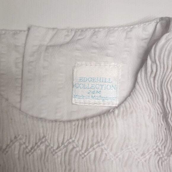Edgehill Collection White Smocked Seersucker Dress Size 24M NWT - Picture 4 of 6
